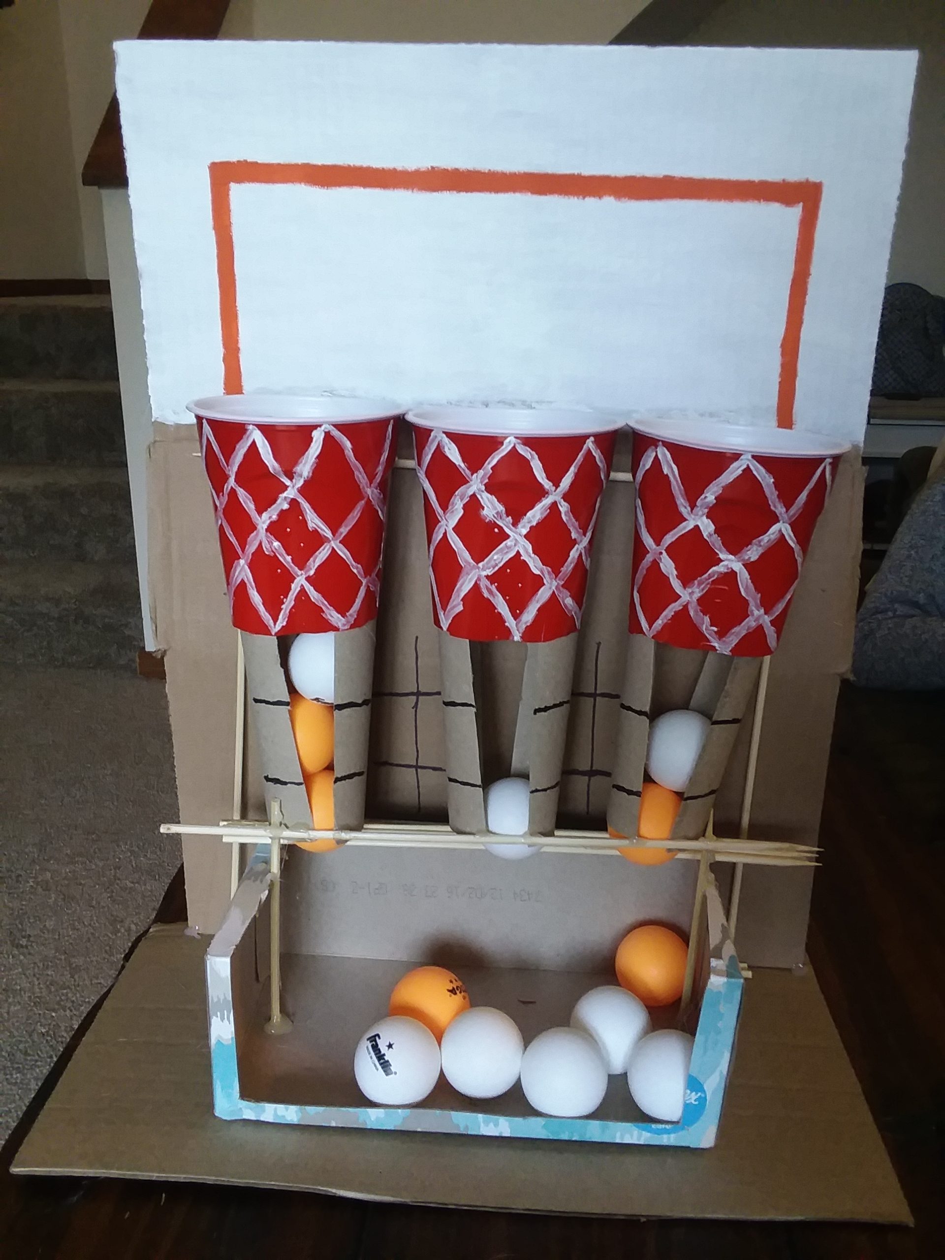 DIY cardboard basketball arcade game