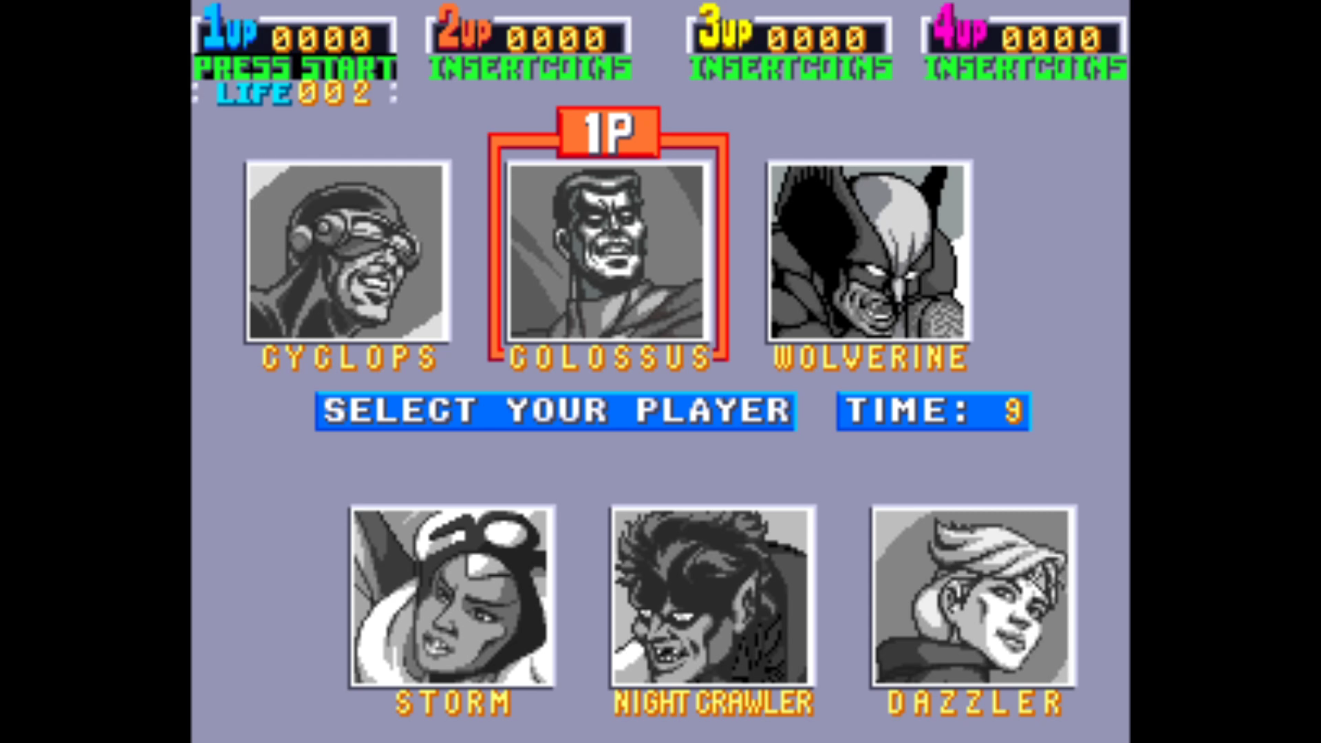 xmen arcade character select screen