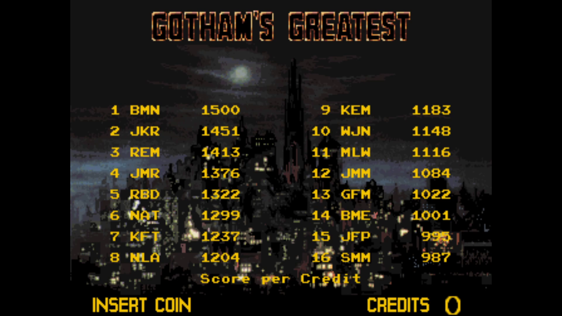 batman arcade game high score screen
