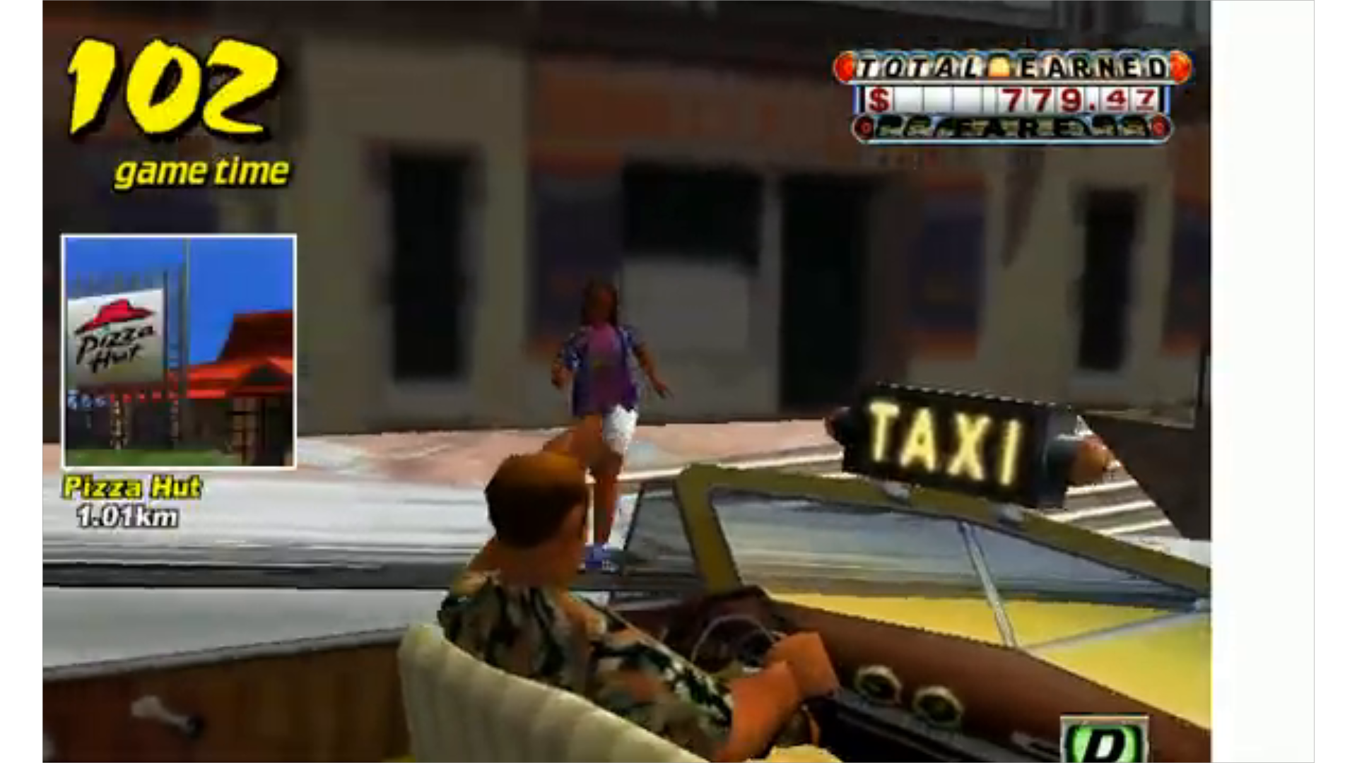 crazy taxi arcade with pizza hut