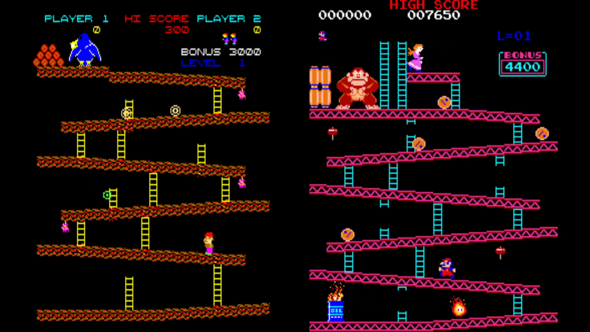 comparison of  logger and donkey kong